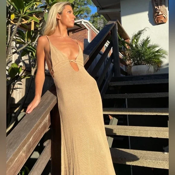 CULT GAIA Natural Kingsley Linen-Blend Knit Maxi Dress - Picture 4 of 4